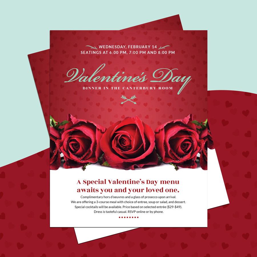 Valentine's Day Advertisement Design for an event at Michigan Shores Club