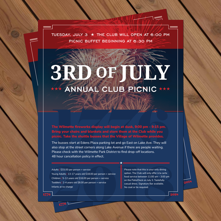 4th of July Advertisement Design for an event at Michigan Shores Club