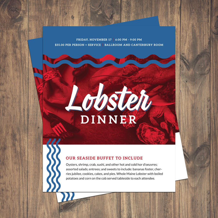 Lobster Dinner Advertisement Design for an event at Michigan Shores Club