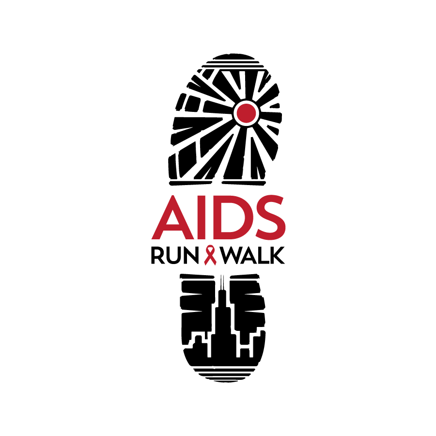 Illustrative logo design for AIDS Run & Walk in Chicago