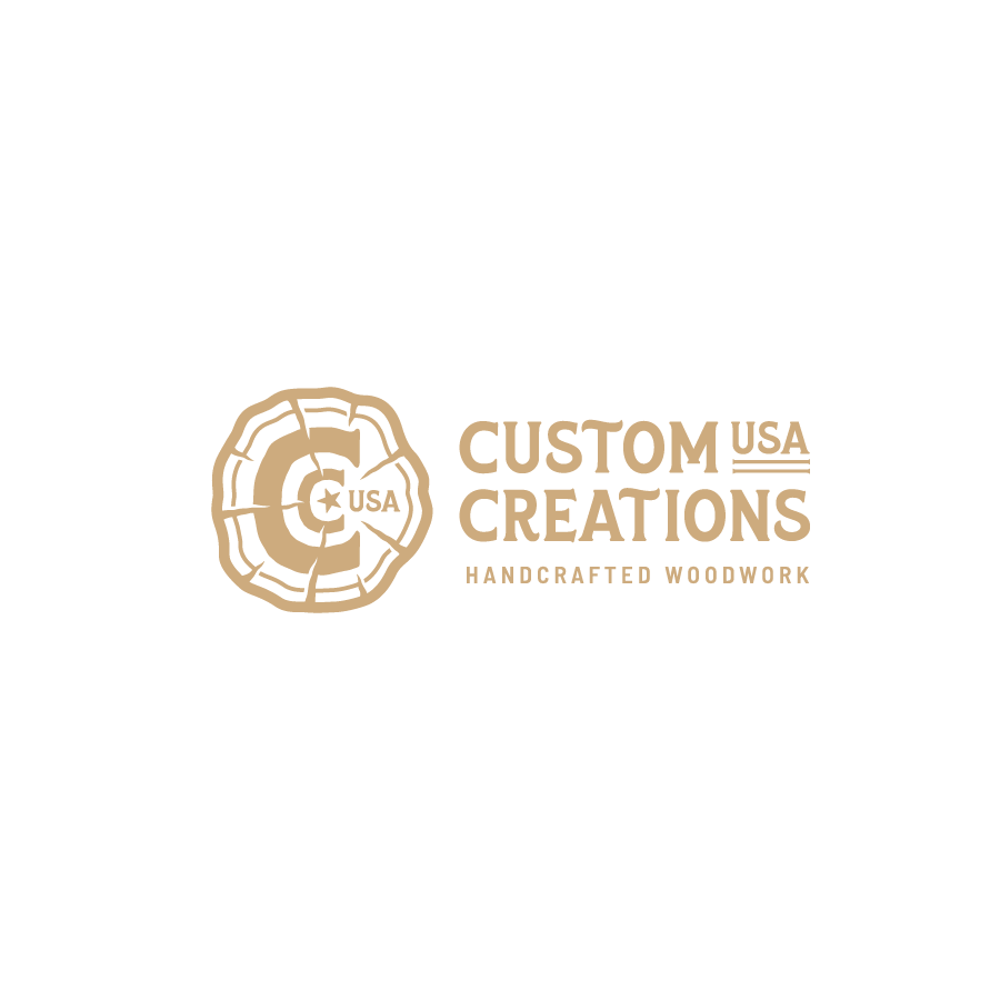 One color logo design for Custom Creations Handcrafted Woodworking