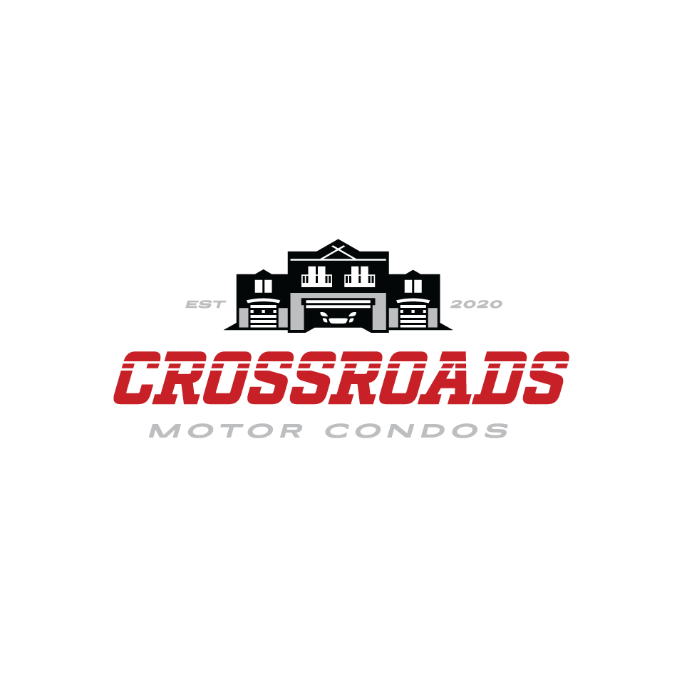 Northwest-Indiana-logo-design_Kucsera-design_crossroads-motor-condos_st-john-indiana_iconic Automotive condo logo for Crossroads Motor Condos in St.John, Indiana