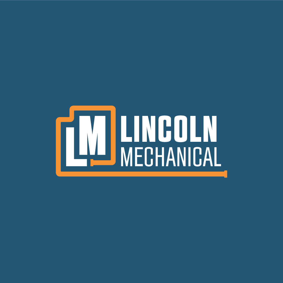 Lincoln Mechanical combination logo design on blue