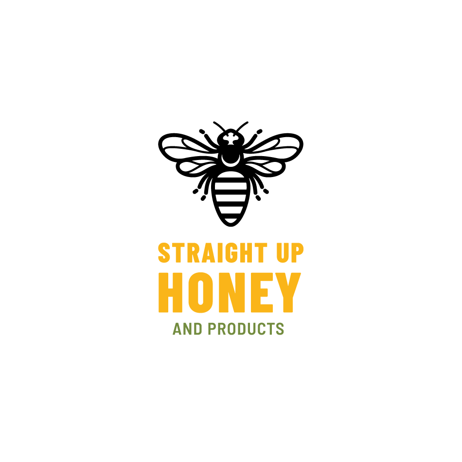 Straight Up Honey illustrative logo design on white