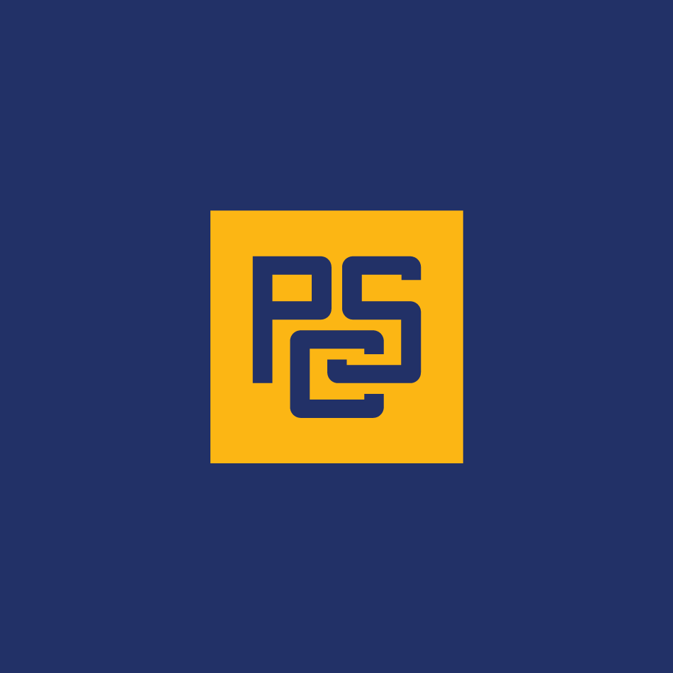 PCS monogram logo design on blue