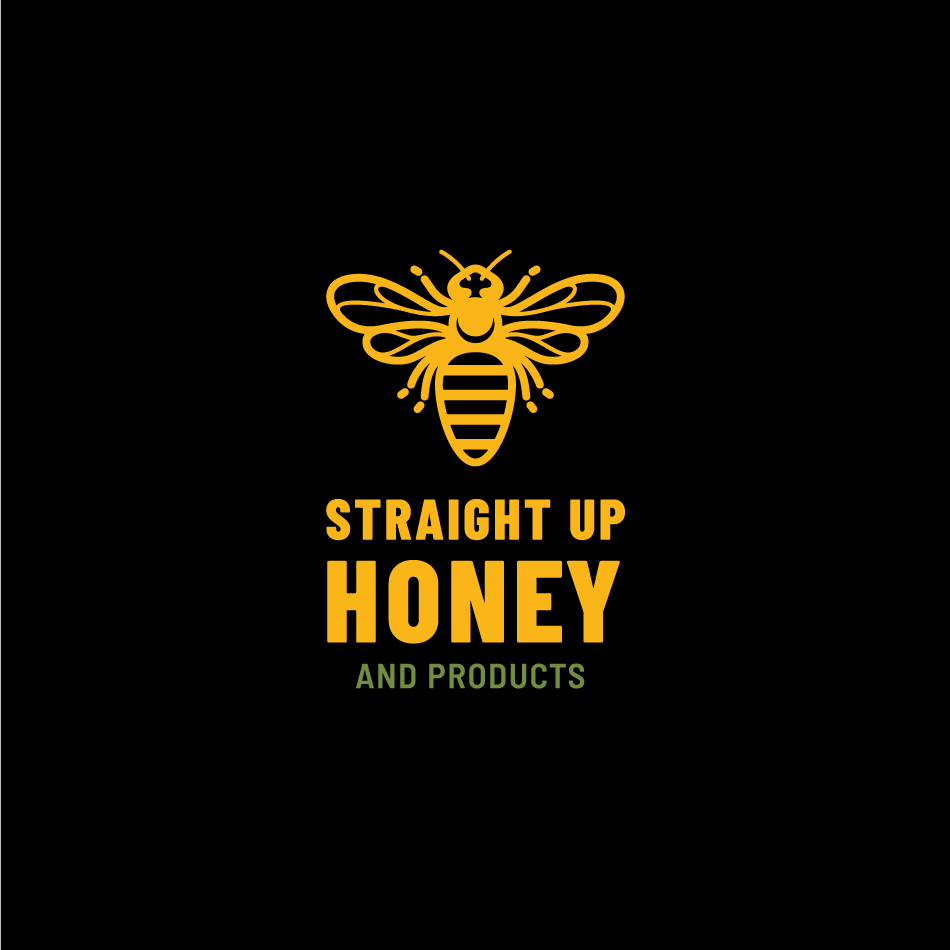 Straight Up Honey illustrative logo design on black