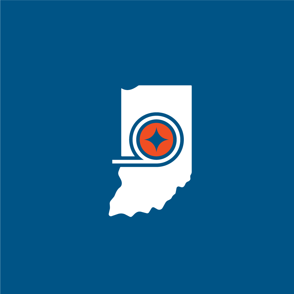Indiana Steel icon logo on blue