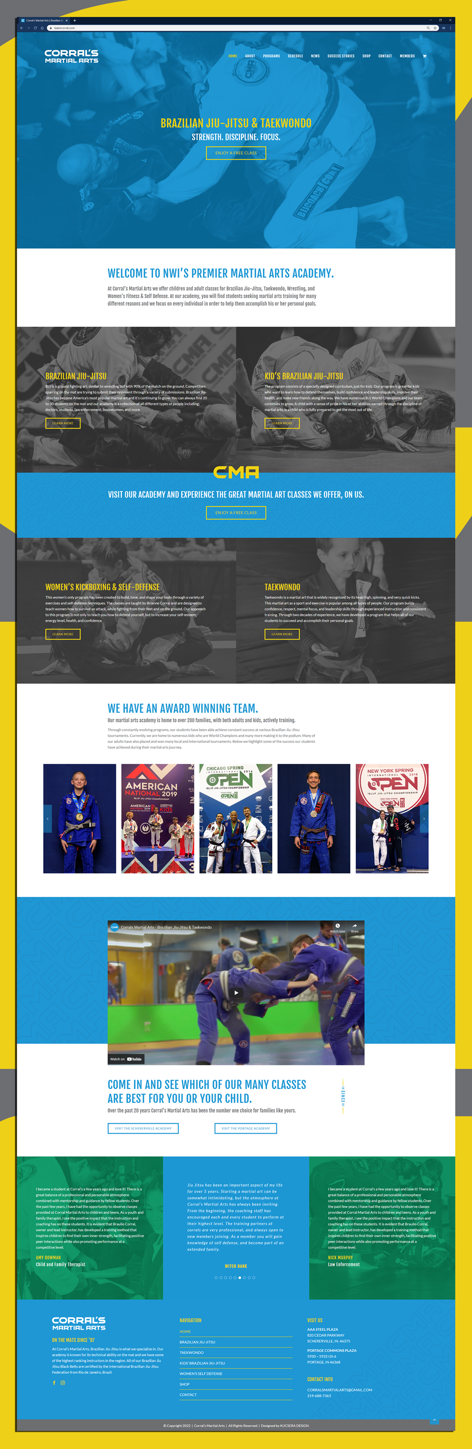 Corral's Martial Arts website homepage design