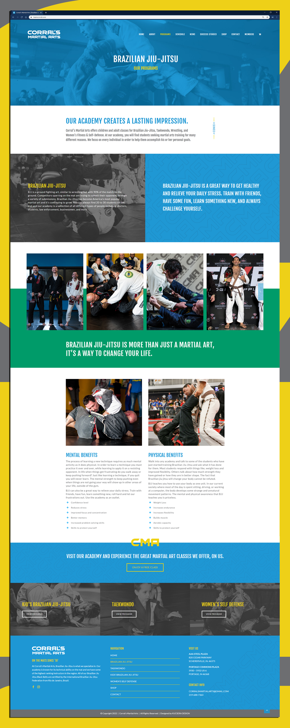 Brazilian Jiu-jitsu services page layout design