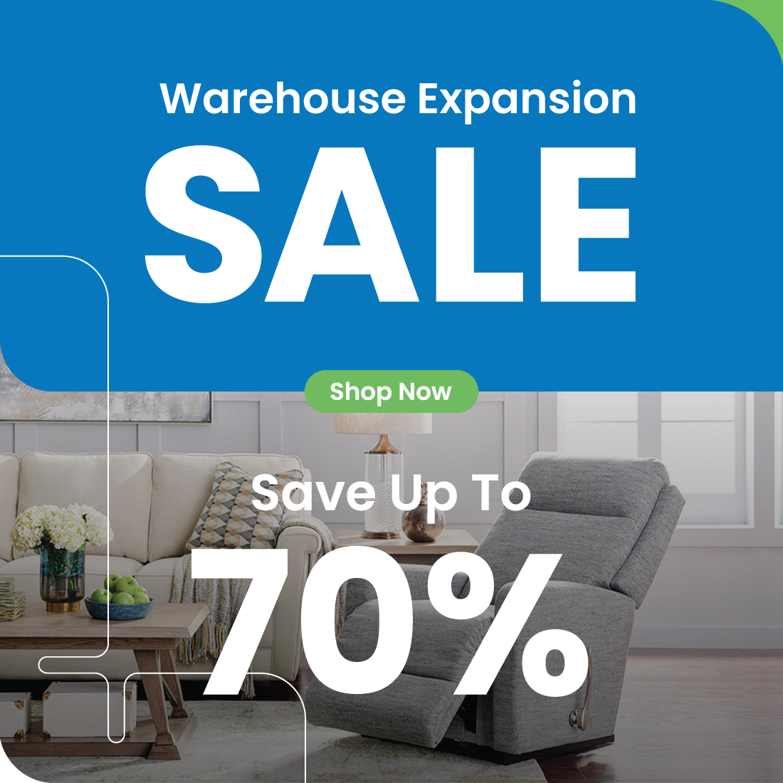 Warehouse expansion sale, social media advertisement design