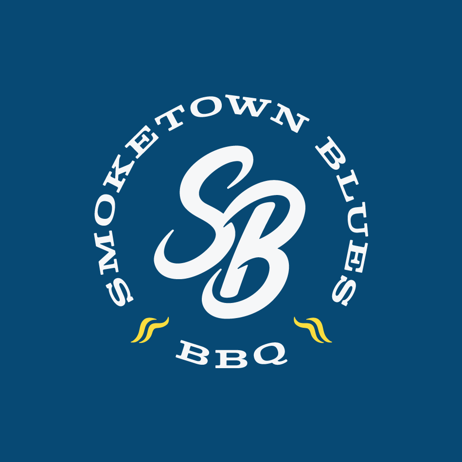 Smoketown Blues Barbecue monogram logo on blue