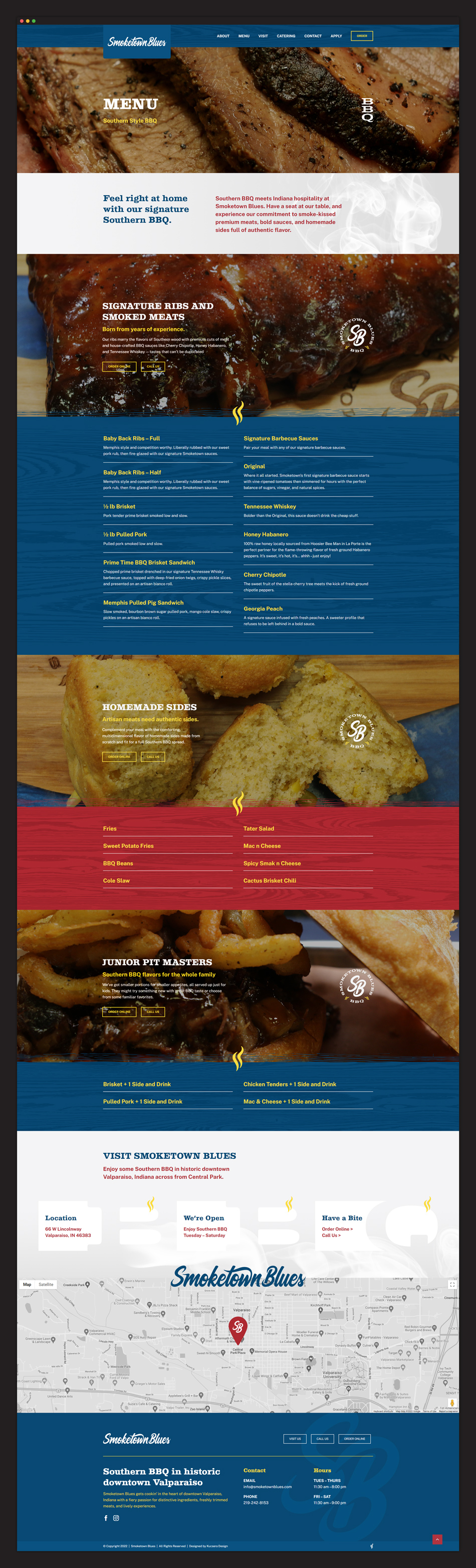 Smoketown Blues Barbecue menu page website design