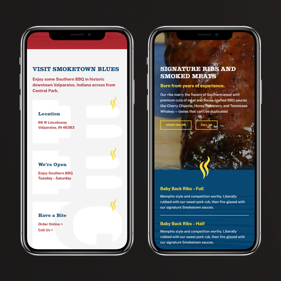 Smoketown Blues Barbecue mobile web design