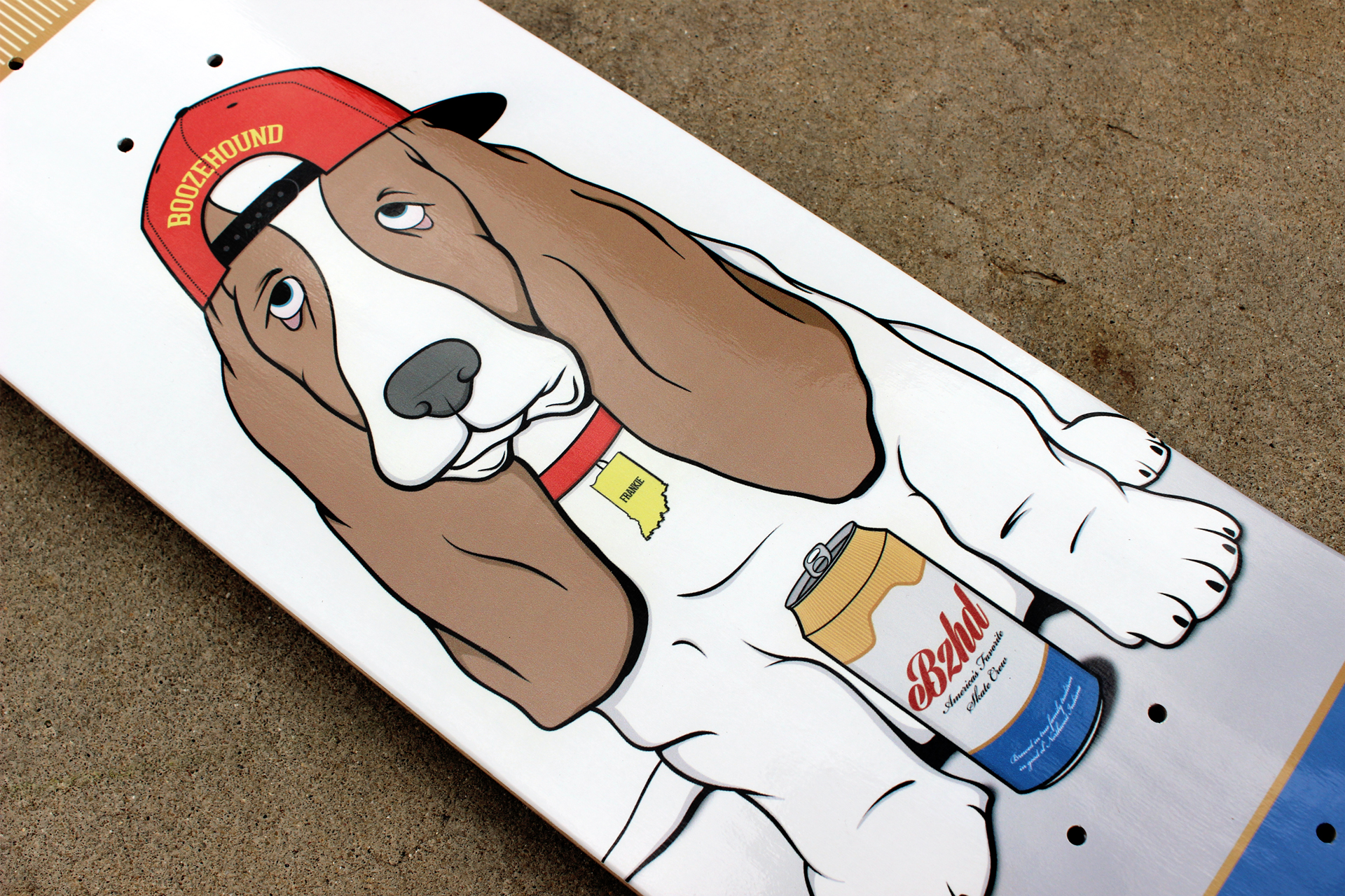 Wasera Skateboards, Boozehound illustration up-close