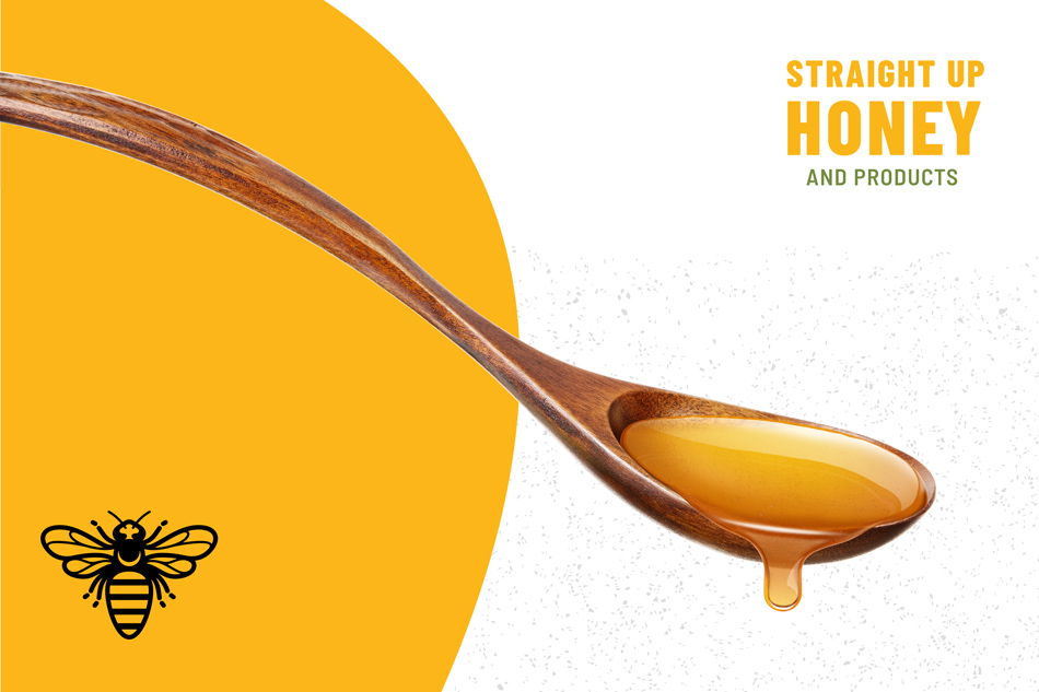 Branded advertisement with wooden spoon of honey