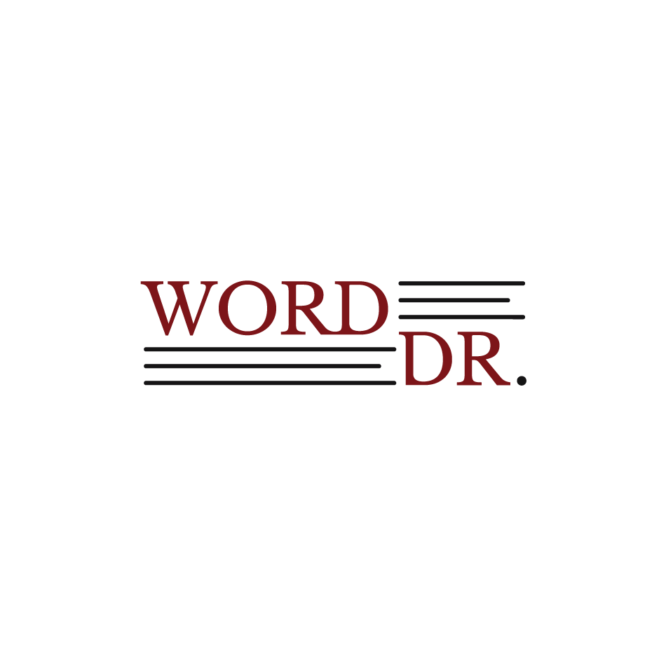 Word Dr. wordmark logo on white