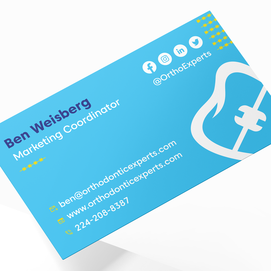 Business card design with employee contact information