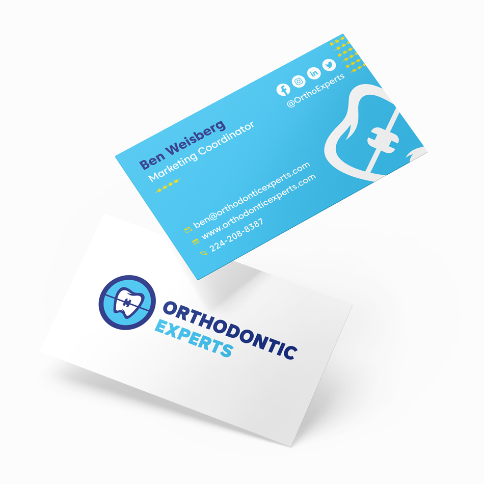 Orthodontic Experts business card design front and back