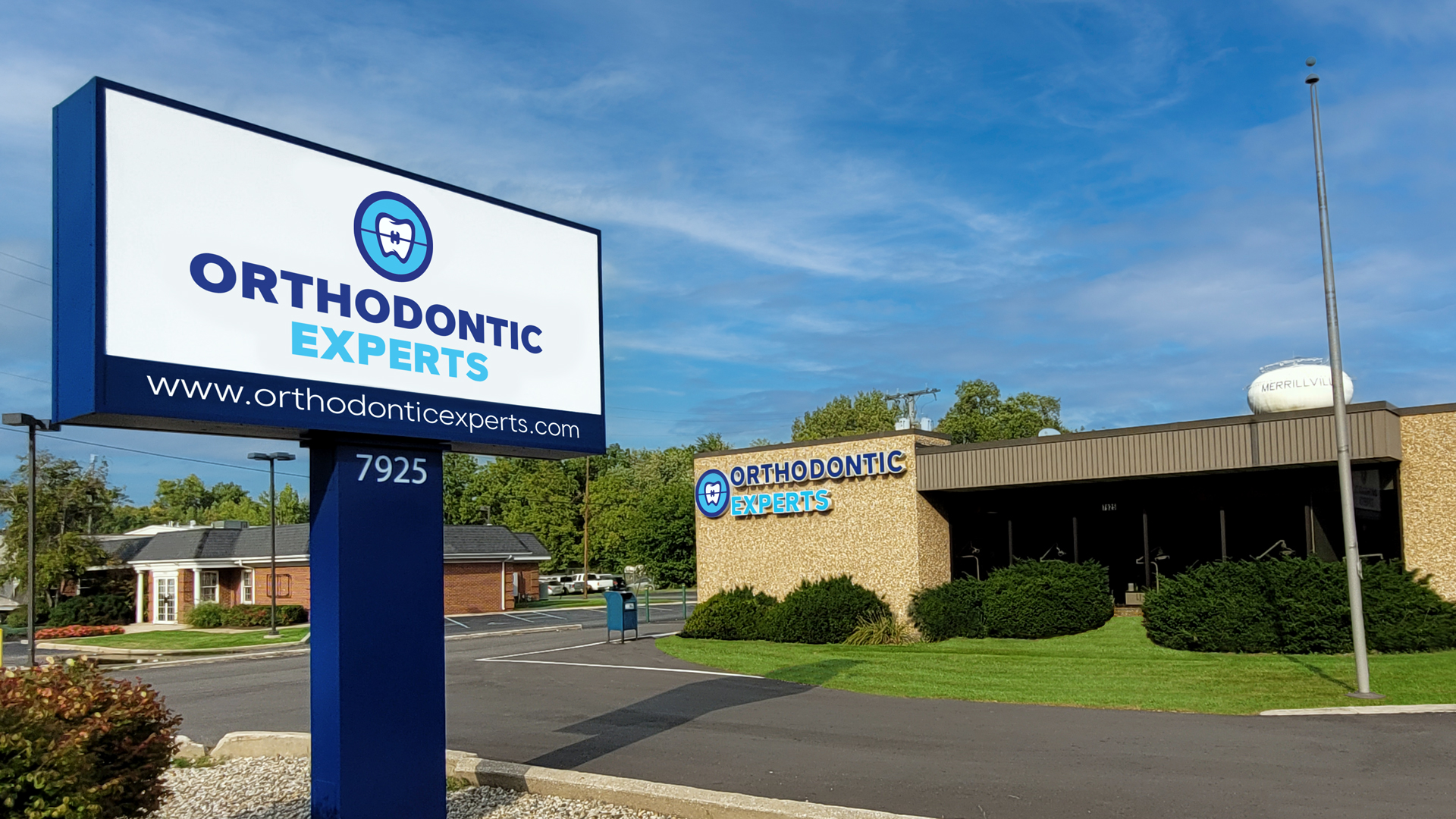 Orthodontic Experts building sign with logo design