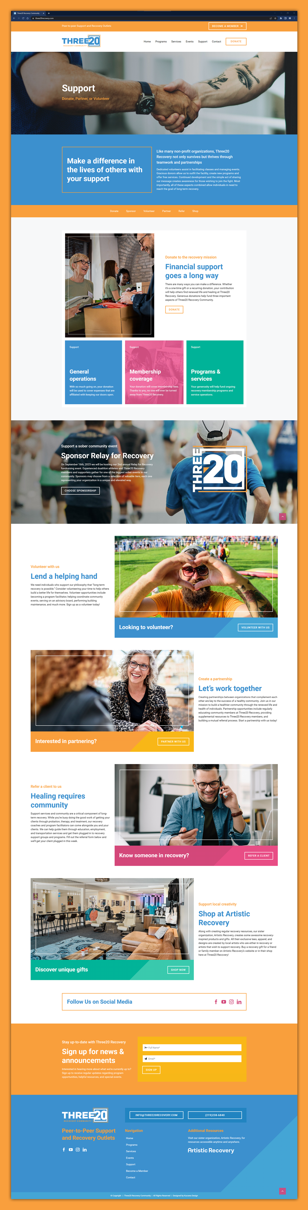 Three20 Recovery Community website design for support page
