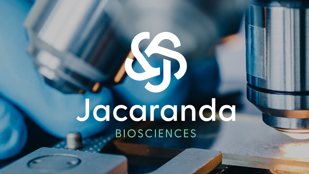 Jacaranda Biosciences logo design on a microscope