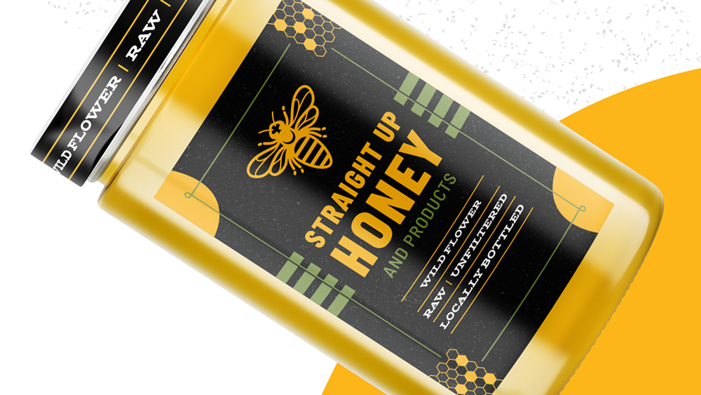 Straight Up Honey packaging design label