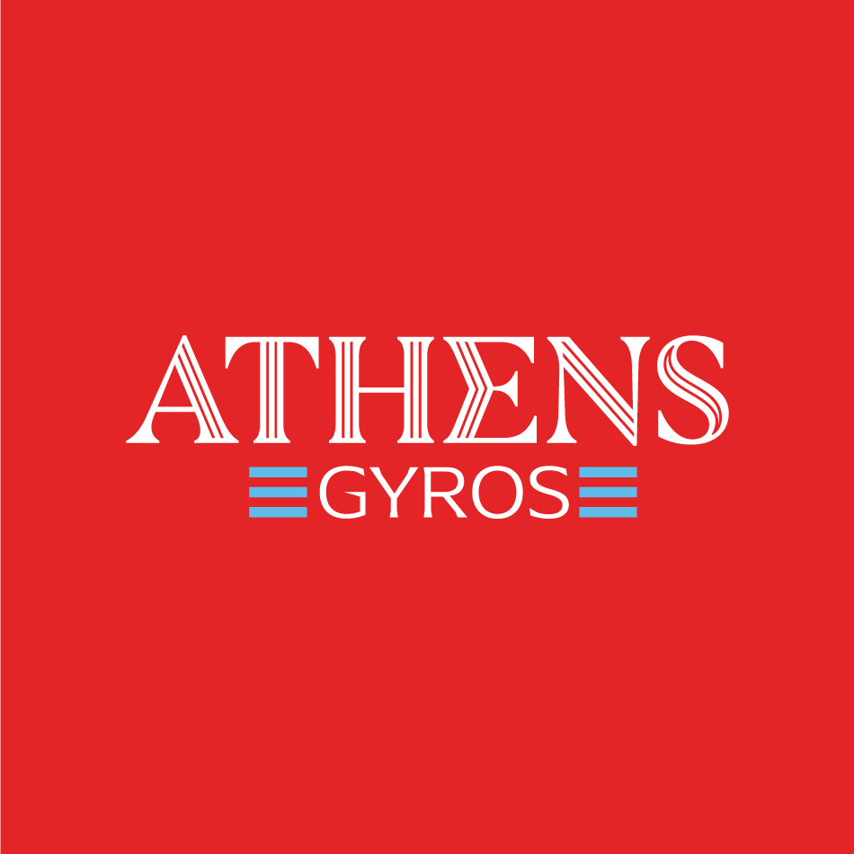 Athens Gyros greek wordmark logo design on red