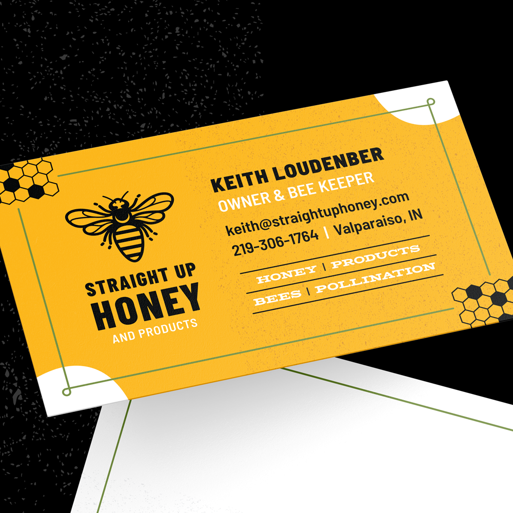 Kucsera-Design_Northwest-Indiana-Logo-Design_Straight-Up-Honey_Business-Cards_Close-V22