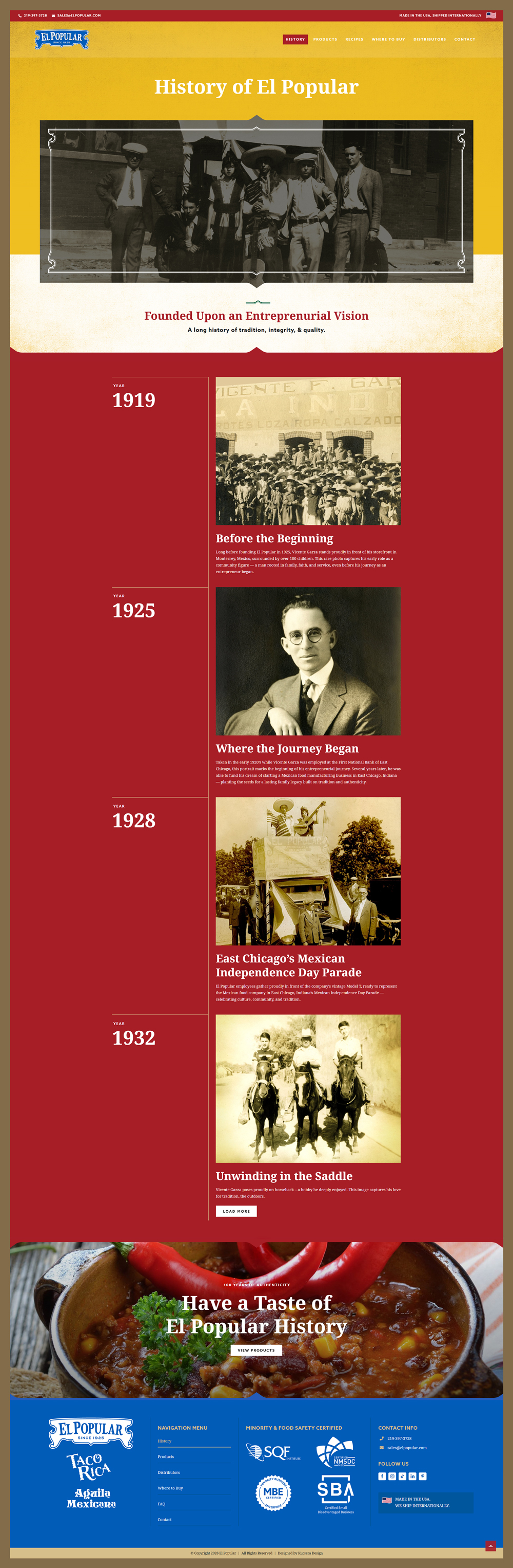 Website design for El Popular about us page