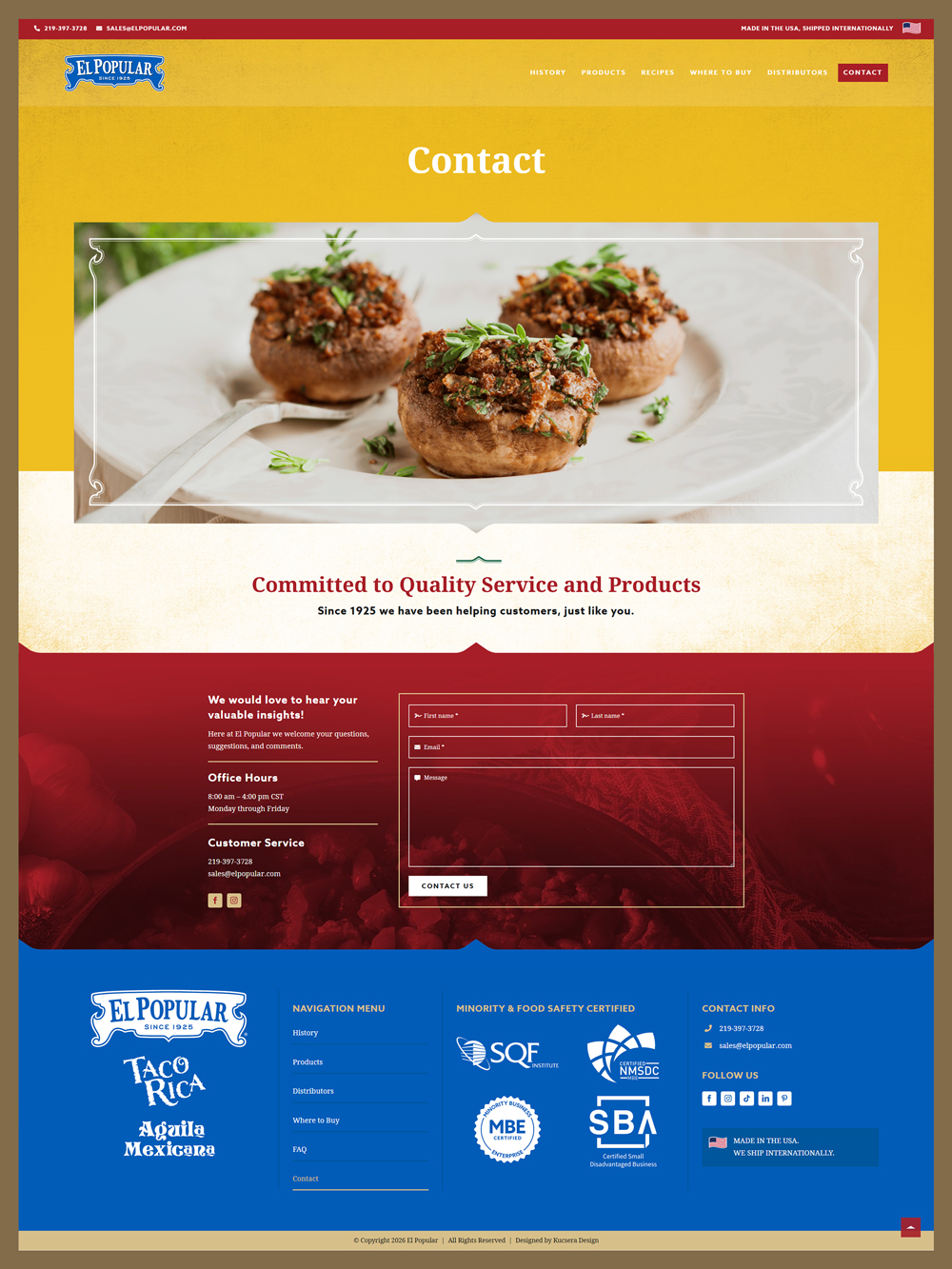 Website design for El Popular contact page