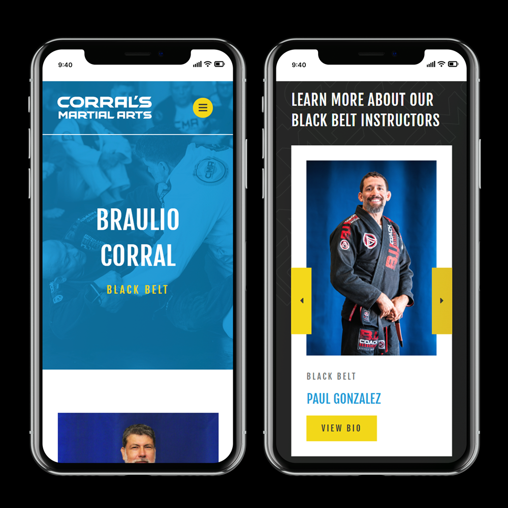 Mobile web design for a martial arts academy